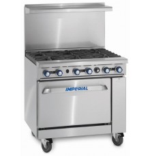 Restaurant Range, Gas, (6) lift off top burners with oven (Imperial)